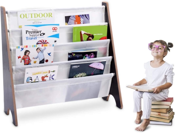 DREAMADE Bücherregal Kinder, Kinderbücherregal Kinderregal Büchergestell Kinder, Hängefächerregal Kinder Zeitungsständer, Zeitungsständer Kinder…