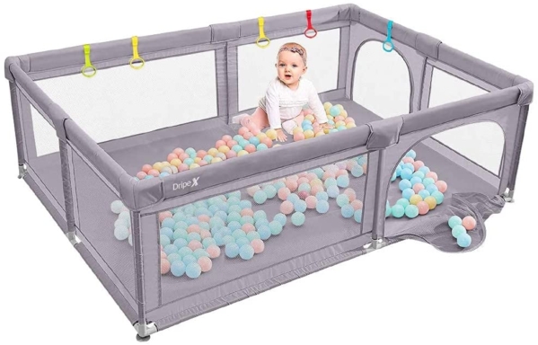 Dripex Laufstall Baby Laufgitter Absperrgitter mit atmungsaktivem Netz 150x200cm Schutzgitter Krabbelgitter für Kinder, große…