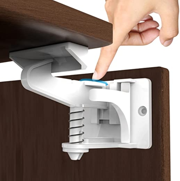 Dusor Kindersicherung Schrank, 10pcs Babysicherheit Schrankschloss, Unsichtbare Kindersicherung für Schrank und Schubladen,Steckdosen…