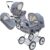 Eichhorn Kinderwagen Kombi-Kinderwagen »Designer«, Komplett-Set im Retro-Design: Chrom-Gestell mit weicher Lederriemenfederung, höhenverstellbarem…
