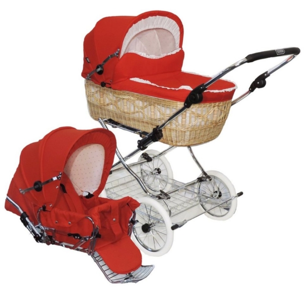 Eichhorn Kinderwagen Kombi-Kinderwagen »Retro Korbkinderwagen Komplett-Set, Weide natur«, inklusive Sportwageneinsatz (0-3 Jahre) / made in EU