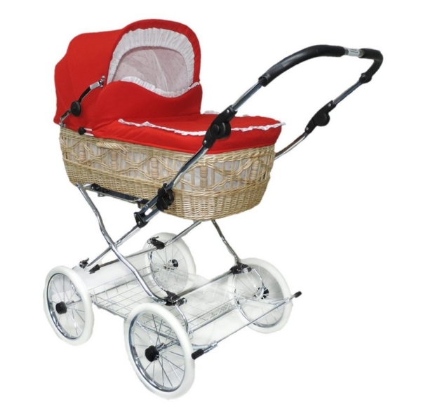 Eichhorn Kinderwagen Kombi-Kinderwagen »Senator«, Retro-Design mit Korbaufsatz aus echter Weide, naturfarben – handgeflochten made in Germany -…