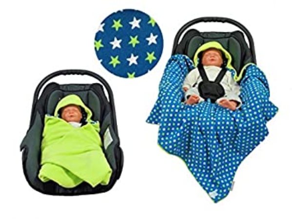 Einschlagdecke für die Babyschale Fußsack für kalte Tage in verschiedenen Farben von HOBEA-Germany, Farben Winterdecken:hellgrün mit Sternen