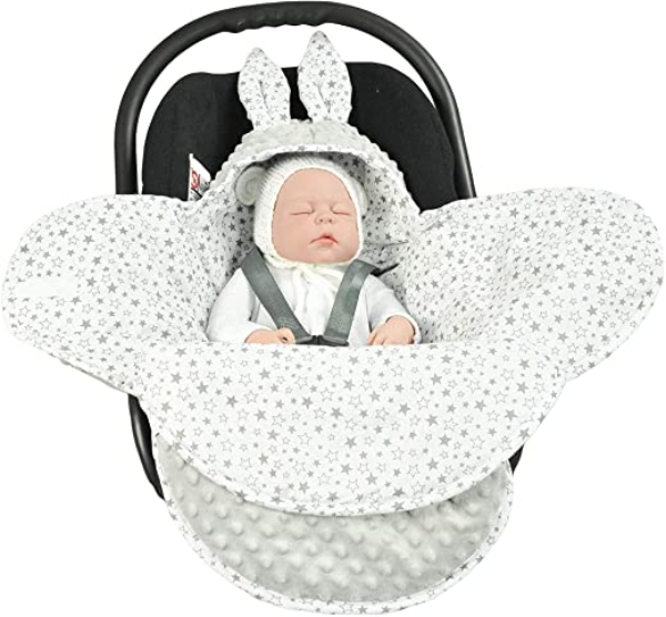 EliMeli Baby Einschlagdecke Babyschale Winter – Grau Mädchen Junge Decke Universal für Autositz, Kinderwagen Buggys und Babybett, Premium Qualität…