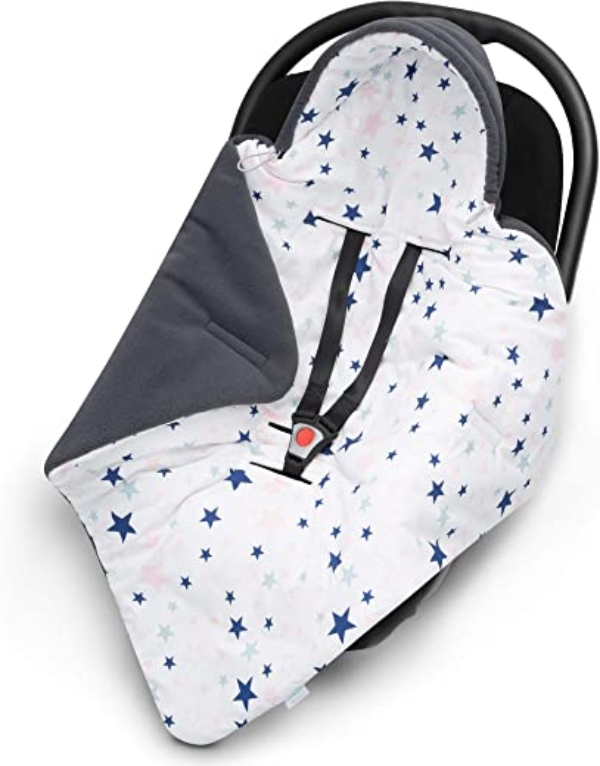 EliMeli EINSCHLAGDECKE für Babyschale – Warme Baby Decke für Autositz und Kinderwagen mit Füllung, Ideal als Babyhörnchen Kuscheldecke…