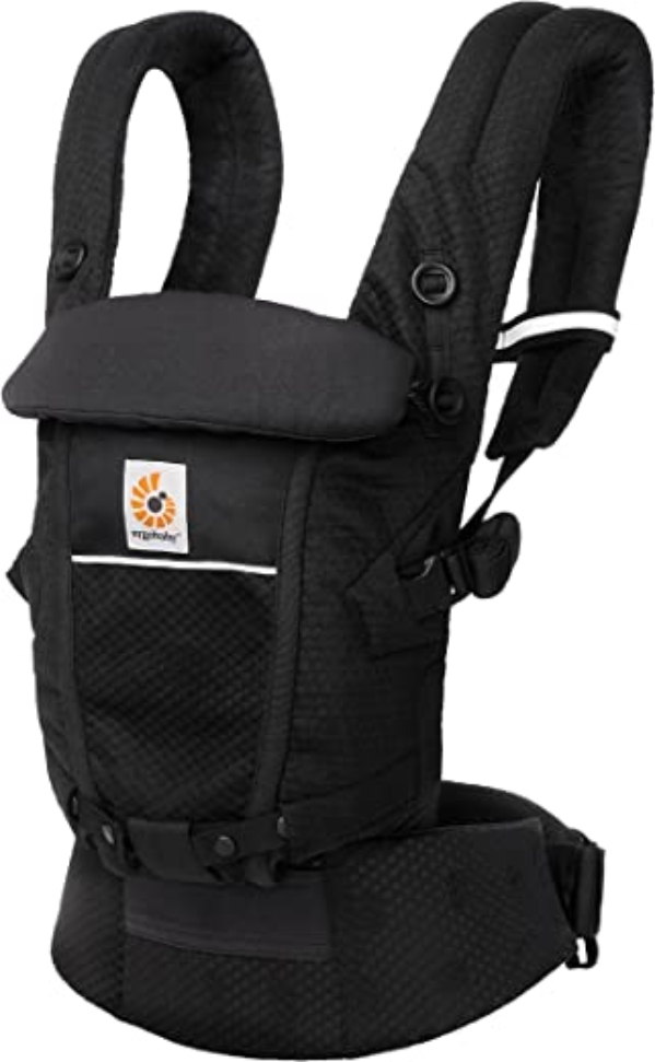 Ergobaby Adapt Babytrage für Neugeborene ab Geburt, 3-Positionen SoftFlex Mesh Ergonomische Babybauchtrage Rückentrage Baby-Tragetasche, Onyx Black
