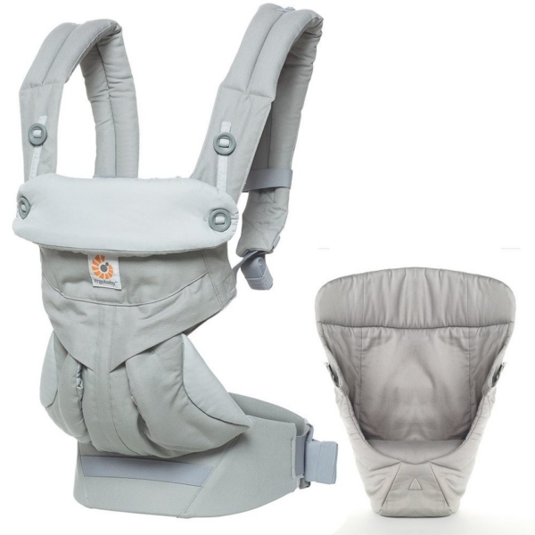 Ergobaby Babytrage »360 – Pearl Grey«, Babytragen-Set inkl. Neugeboreneneinsatz Easy Snug Bauchtrage, Rückentrage (4 Tragepositionen)