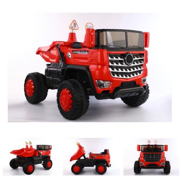 ES-Toys Elektro-Kinderauto »Kinder Elektrofahrzeug Muldenkipper«, Belastbarkeit 40 kg, Zweisitzer Ledersitz Fernbedienung