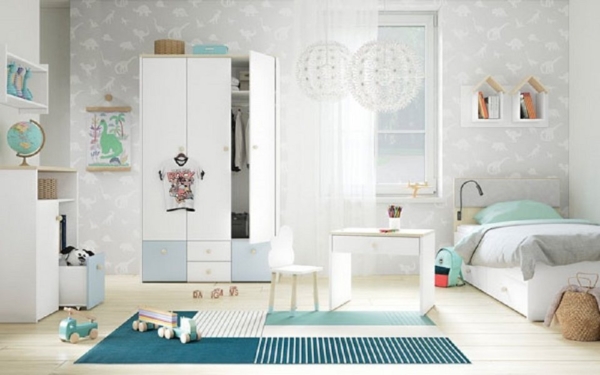 Feldmann-Wohnen Jugendzimmer-Set »ELMO«, (Set, 1 Kleiderschrank + 1 Bett + 1 Kinderschreibtisch + 1 Kommode + 2 Wandregale), – Farbabsetzung wählbar