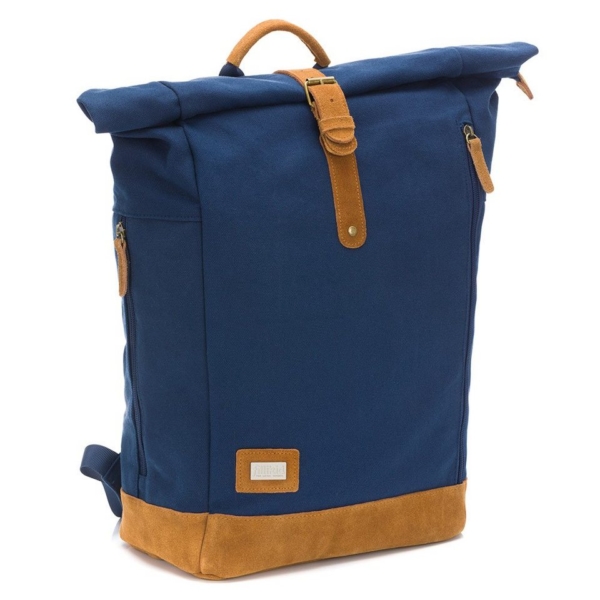 Fillikid Wickeltasche »Rolltop Canvas – Navy« (3-tlg), Baby Wickelrucksack aus Canvas mit Wickelunterlage, Kinderwagen Befestigung und vielen Fächern