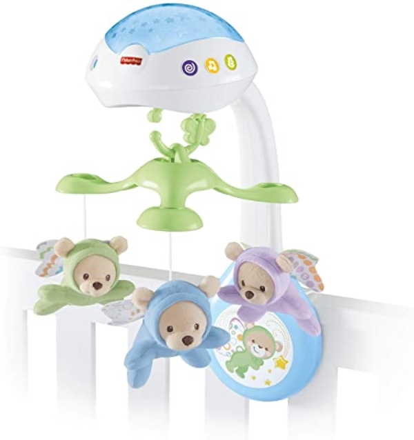 Fisher-Price CDN41 3-in-1 Traumbärchen Mobile Nachtlicht mit beruhigender Musik und White Noise mit Sternenlichtern Babyerstausstattung, ab 0 Monaten