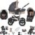 Friedrich Hugo Hamburg | 3 in 1 Kombi Kinderwagen | Hartgummireifen | Farbe: Grey & Beige