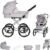 Friedrich Hugo München | 2 in 1 Kombi Kinderwagen | Nostalgie Kinderwagen | Farbe: Silbergrau – Rad: Chrom Schwarz