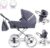 Friedrich Hugo Natureline Uni | 3 in 1 Kombi Kinderwagen Komplettset | Öko Nostalgie Kinderwagen | Farbe: Elisabeth Stone Silver
