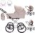 Friedrich Hugo Natureline Uni | 3 in 1 Kombi Kinderwagen Komplettset | Öko Nostalgie Kinderwagen | Farbe: Hugo Silver