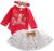 Geagodelia Baby Mädchen Weihnachtsoutfit Langarm Body + Mini Tutu Rock + Stirnband Mein Erstes Weihnachten Kleidung Set Neugeborene Babykleidung…