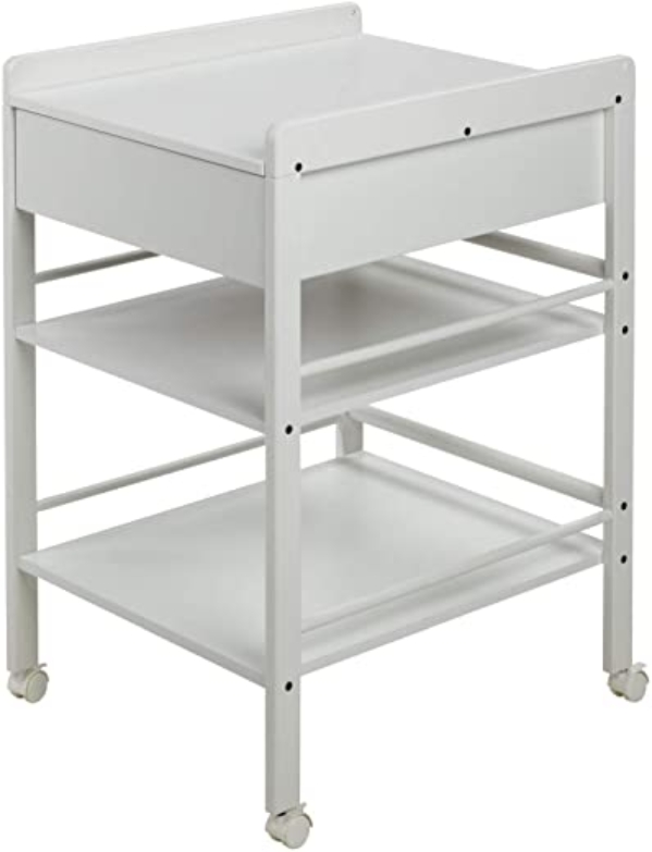 Geuther – Wickelregal Lotta, mit Schublade, Rollen, Arbeitshöhe 86 cm, weiß