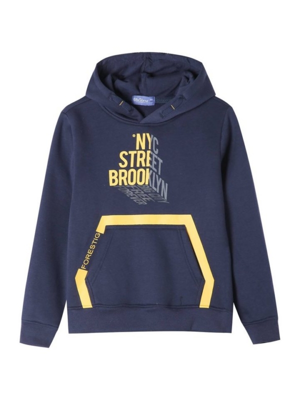 GLO-STORY Kapuzenpullover »Jugend Kinder Hoodie Brooklyn« Gr. 134 bis 164, Grau Schwarz Dunkelblau