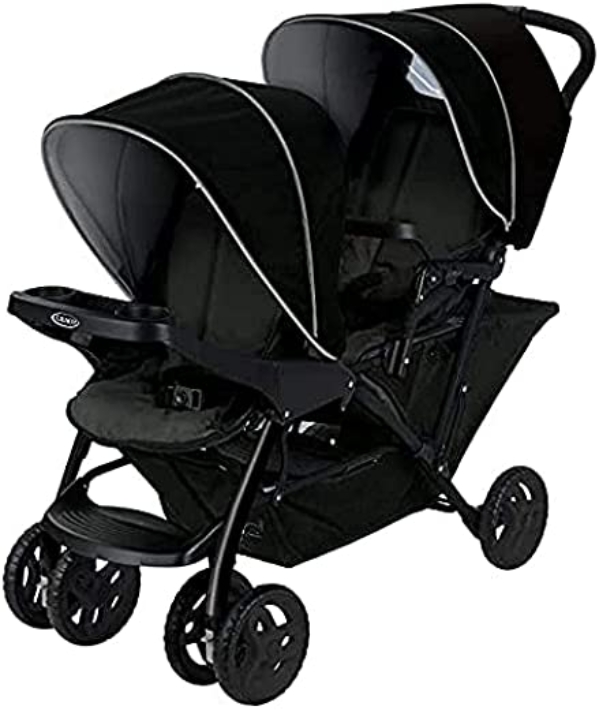 Graco Stadium Duo Geschwisterwagen, Zwillingswagen, 0-15 kg, großer Staukorb, inkl. Snacktabletts, verstellbare Rückenlehnen, zusammenklappbar,…
