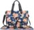 H HIKKER-LINK Baby Wickeltasche Henkeltasche Groß Wasserdichte Blumen Einkaufstasche für Mutter Windeltasche Multifunktional Mama Tasche Dunkelblau