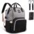 Hafmall Wickeltasche Rucksack Wasserdichte Reise Babytasche, Stilvolle Große Kapazität Baby Wickelrucksack mit Wickelunterlage und Kinderwagen Haken