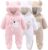 Haokaini Neugeborenenenen-Schneeanzug mit Bär-Motiv, Baumwolle/Fleece, Kapuze, Strampler, Overall, für Babys