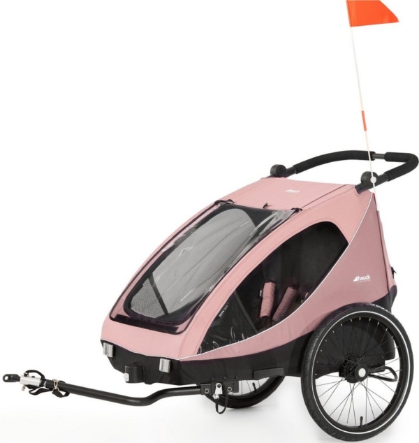 Hauck Fahrradkinderanhänger »2in1 Bike Trailer und Buggy Dryk Duo, rose«, für 2 Kinder; inklusive Deichsel