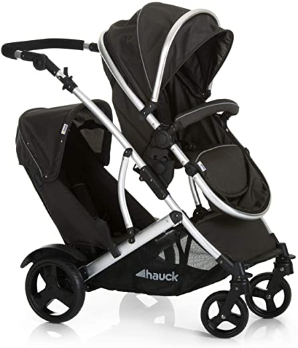 Hauck Geschwister Kinderwagen Duett 2 / Buggy für 2 Kinder / Sitz Oben Umbaubar in Baby Wanne für Neugeborene / Höhenverstellbar / Regen Verdeck…