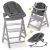 Hauck Hochstuhl »Alpha Plus Grau Newborn Set« (4 Stück), Holz Hochstuhl ab Geburt + Neugeboreneneinsatz & Wippe Premium Jersey Charcoal + Sitzpolster