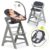 Hauck Hochstuhl »Alpha Plus Grau – Newborn Set« (4 Stück), Holz Hochstuhl ab Geburt + Neugeboreneneinsatz & Wippe Deluxe + Sitzpolster