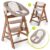 Hauck Hochstuhl »Alpha Plus Walnut – Newborn Set« (4 Stück), Holz Hochstuhl ab Geburt + Neugeboreneneinsatz & Wippe Stretch Beige + Sitzpolster