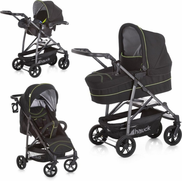 Hauck Kombi-Kinderwagen »Rapid 4S Plus Trio Set Caviar/Neon Yellow«, mit Babyschale; Kinderwagen