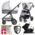 Hauck Kombi-Kinderwagen »Saturn R Duoset – Lunar Stone«, (12-tlg), 4in1 Kinderwagen-Set inkl. Babyschale, Isofix Basis, Regenschutz und Insektenschutz