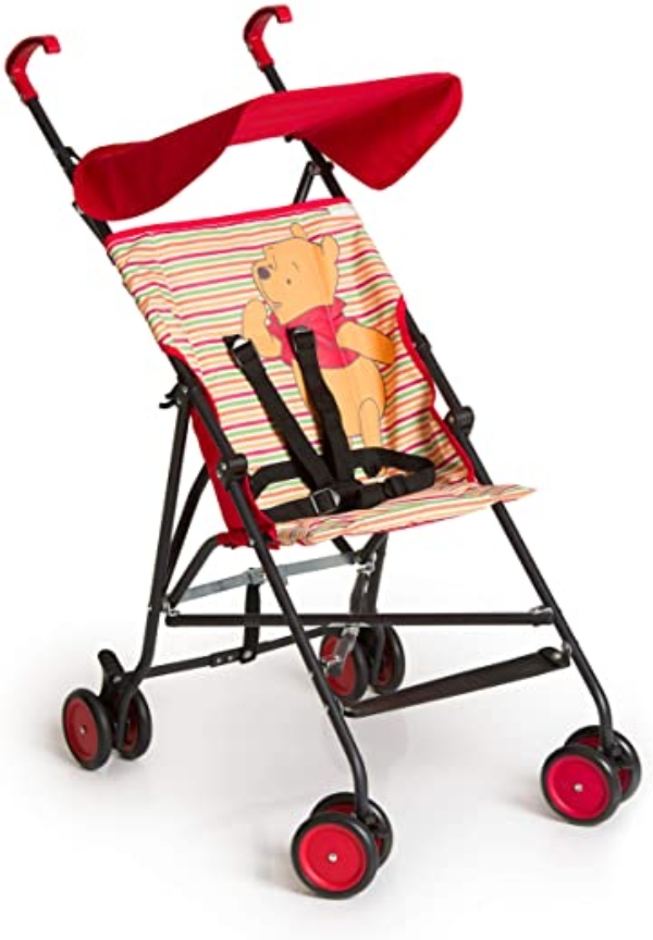Hauck Sun Plus Disney Buggy, klein zusammenfaltbar, für Kinder ab 6 Monate bis 15 kg, rot (Pooh Spring Brights Red)