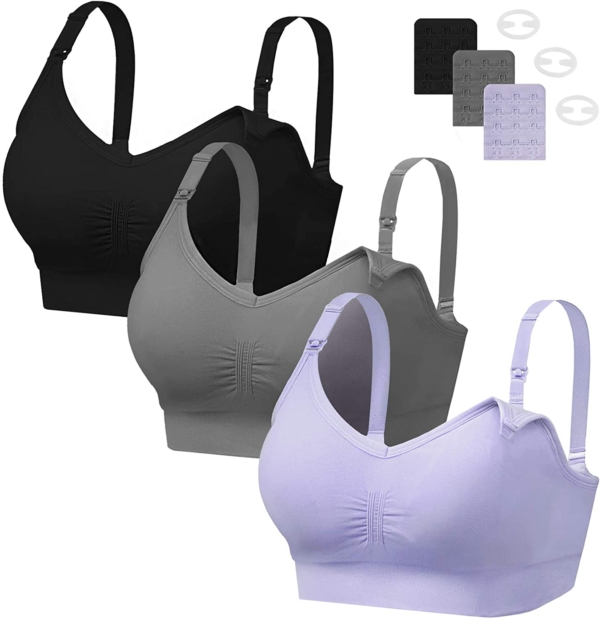 HBselect 3 Pcs Schwangerschafts Still BH Nahtloser Still-BH mit zusätzlichen BH-Verlängerungen Stillen und Schlaf Ohne Bügel für Damen