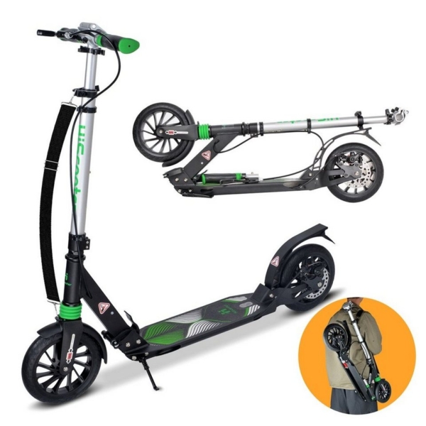 Hiscooter Scooter »Hiscooter Roller Erwachsene, Tretroller Kick Scooter mit 2 Rädern, Cityroller mit Federung, Schnellverschluss Klappbar System, 3…