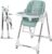 Hochstuhl für Babys-Verstellbarer Babystuhl Kleinkinderstuhl mit Futterschale Rad & Kissen für 6 Monate bis 3 Jahre alt Junge Mädchen (Grün)