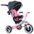 HOMCOM 4 in 1 Kinderdreirad Dreirad Kinder Fahrrad Rad Kinderwagen Schubstange Sonnendach Sicherheitsgurt ab 18 Monate rosa
