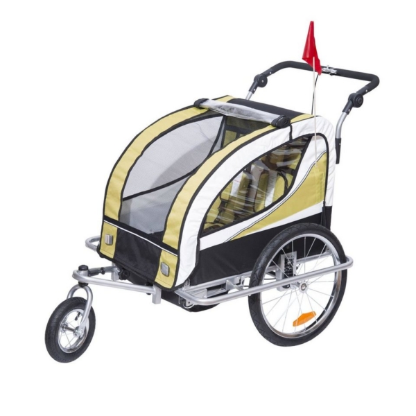 HOMCOM Fahrradkinderanhänger »2 in 1 Fahrradanhänger für 2 Kinder«