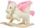 HOMCOM Kinder Schaukelpferd Baby Schaukeltier Pferd mit Tiergeräusche Spielzeug Haltegriffe für 18-36 Monate Plüsch Weiß+Rosa 70 x 28 x 57 cm
