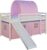 Homestyle4u 1567, Kinderbett 90×200 Weiß, Hochbett mit Rutsche Vorhang Tunnel Rosa, Holz Kiefer