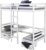 Homestyle4u 1891, Kinder Hochbett mit Schreibtisch Weiss, Kissen Grau, Massivholz Kiefer, 90×200 cm
