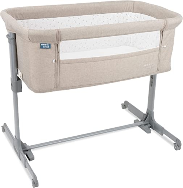 ib style® Aluna 2 in 1 Babybett | Beistellbett | ! Inkl. Matratze / Moskitonetz / Transporttasche | Höhenverstellbar | Mit Wiegefunktion | Sandy