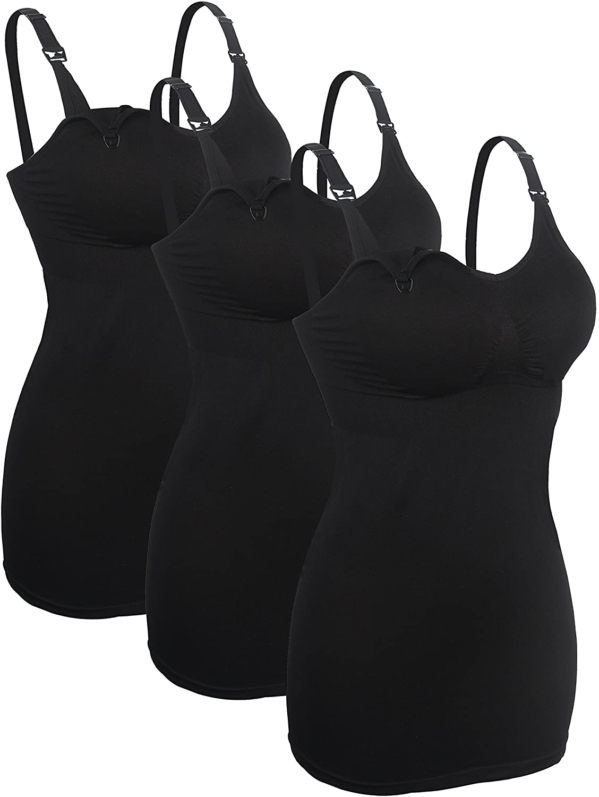 iloveSIA Damen Stilltops ohne Bügel Tanktop Unterhemd mit Integriertem BH für Stillen Schlaf