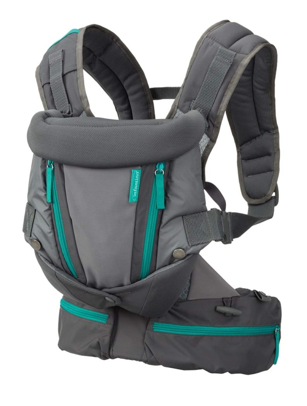 Infantino Carry On Multi-Pocket Babytrage – Ergonomische Babytrage mit 3 Tragepositionen – Für Säuglinge und Kleinkinder von 3,6-18,14 kg