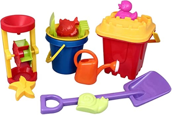 Izzy Riesen Sandspielzeug XXL Sandkasten 13 teilig Strand Junge Mädchen Burgeneimer Schaufel Eimer Mühle