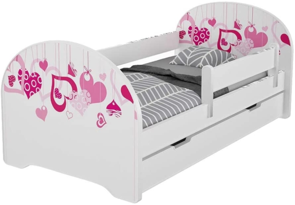 Jugendbett Kinderbett mit Rausfallschutz Matratze Schubladen und Lattenrost Kinderbetten für Mädchen und Junge 140x70cm oder 160x80cmKinder Bett…