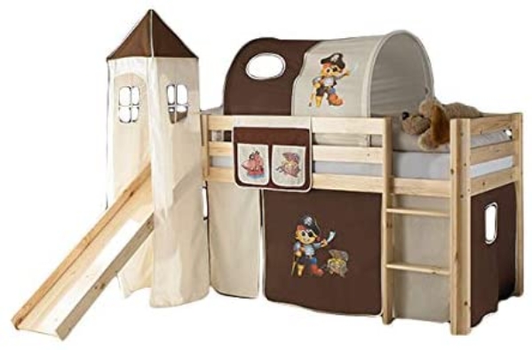 Jugendmöbel24.de Rutschbett Joel Kiefer massiv Natur EN 747-1 + 747-2 Kinderzimmer Hochbett Kinderbett Spielbett Massivbett