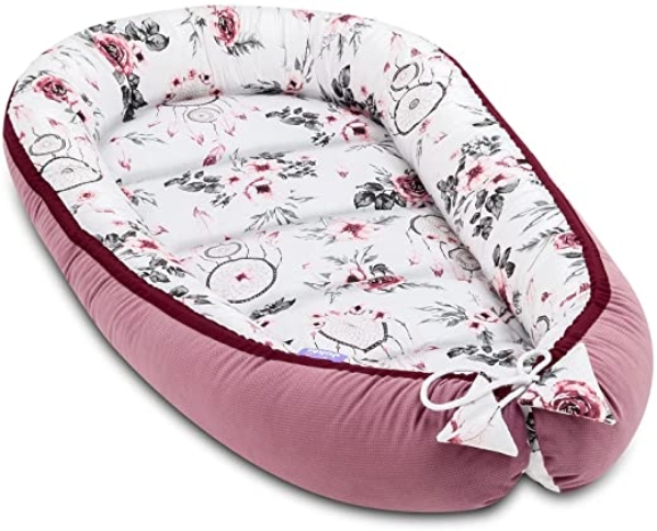 JUKKI® Babynest XXL VELVET 65×120 cm, Babynestchen für Neugeborene, Babycare Bettchen, Baby Nestchen Bett, Kuschelnest für Babybett, Babynestchen -…