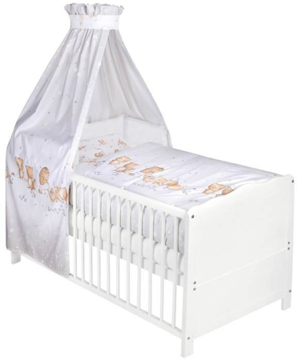 Julius Zöllner Komplettbett »weiß, Sternchenwald«, 7-tlg., inkl. Babybett, Matratze, Lattenrost, Himmelstange mit Himmel, Nestchen und Bettwäsche;…